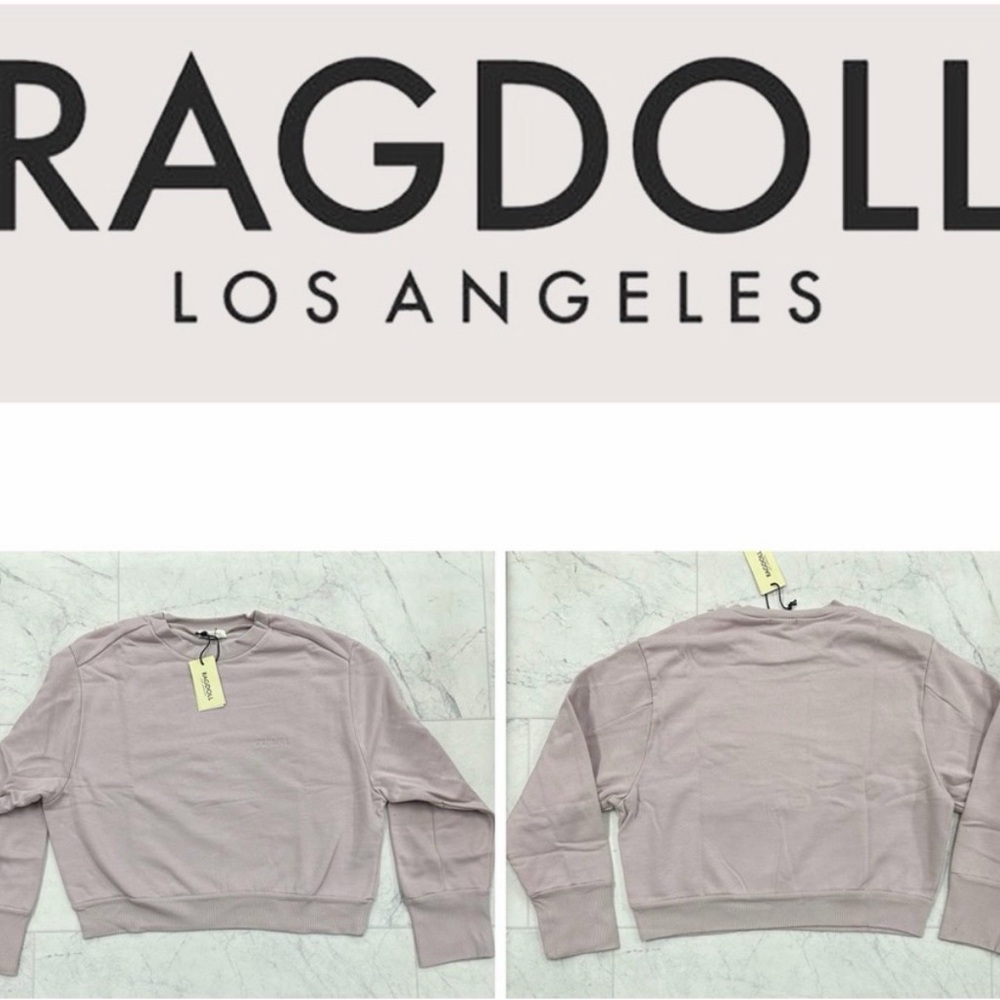 Ragdoll LA Cloud Grey Cropped Sweatshirt XS NWT Minimal Logo Pullover